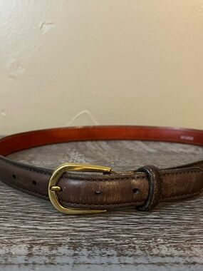 Vintage Italian Made Full Grain Cowhide with Solid Brass Buckle 1 inch x 38 inch